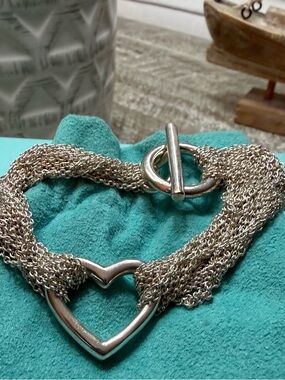 Tiffany And CO. The 20 Strand Heart Toggle Bracelet in .925 Tiffany Silver